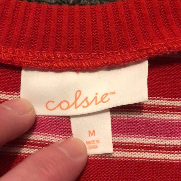 Colsie Women's Medium Pink & Red Striped Pajama Set Valentine's Shots & Top NWT - Picture 7 of 7